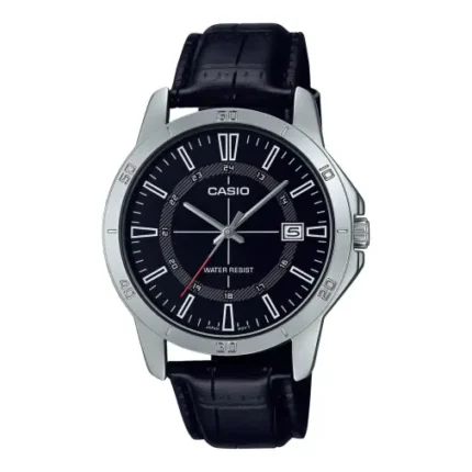 CASIO ENTICER BLACK DIAL LEATHER WATCH MTP-V004L-1CUDF