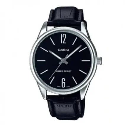 CASIO ENTICER BLACK DIAL LEATHER WATCH MTP-V005L-1BUDF